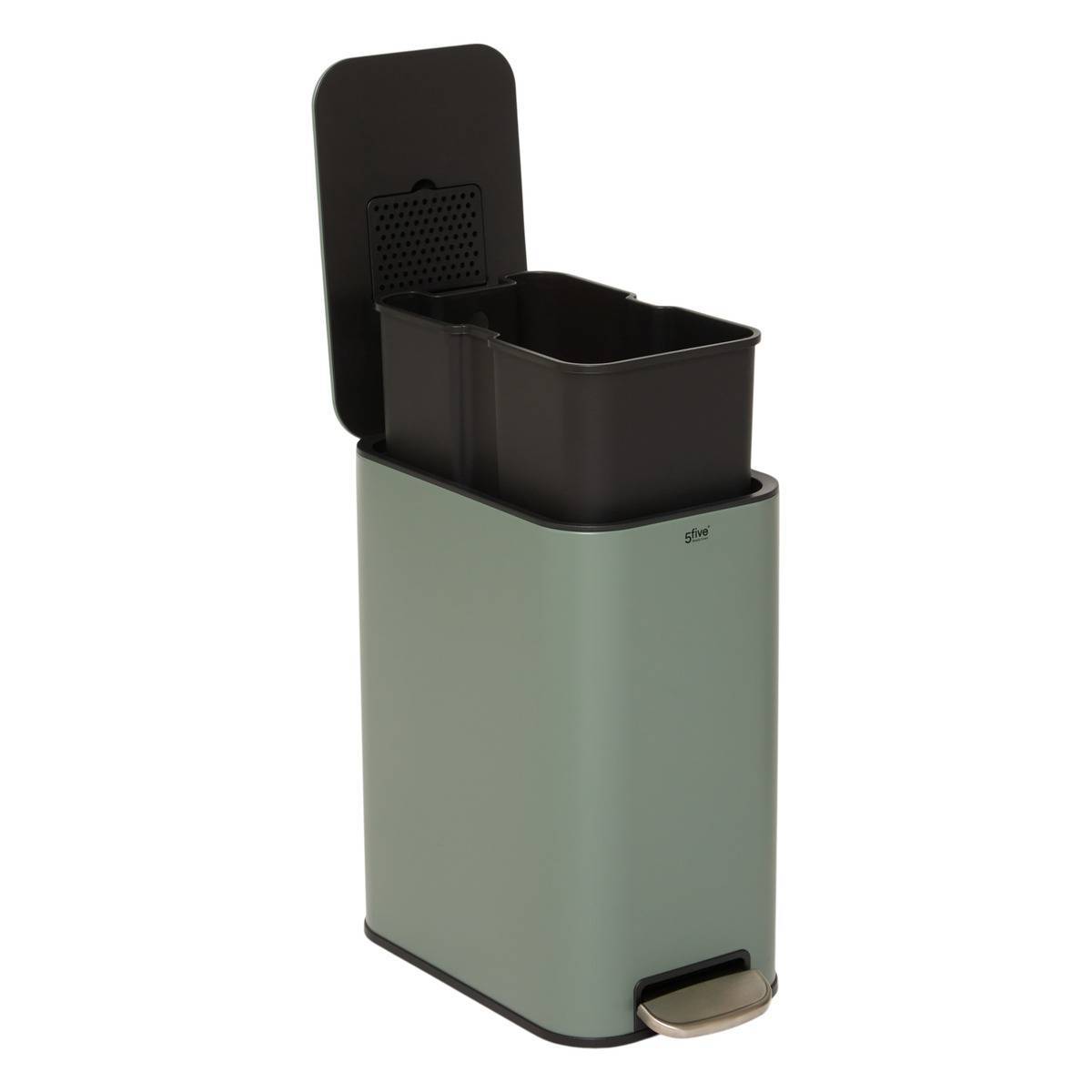 Poubelle slim rectangulaire à pédale Delta 20L vert - 5five - Image 3