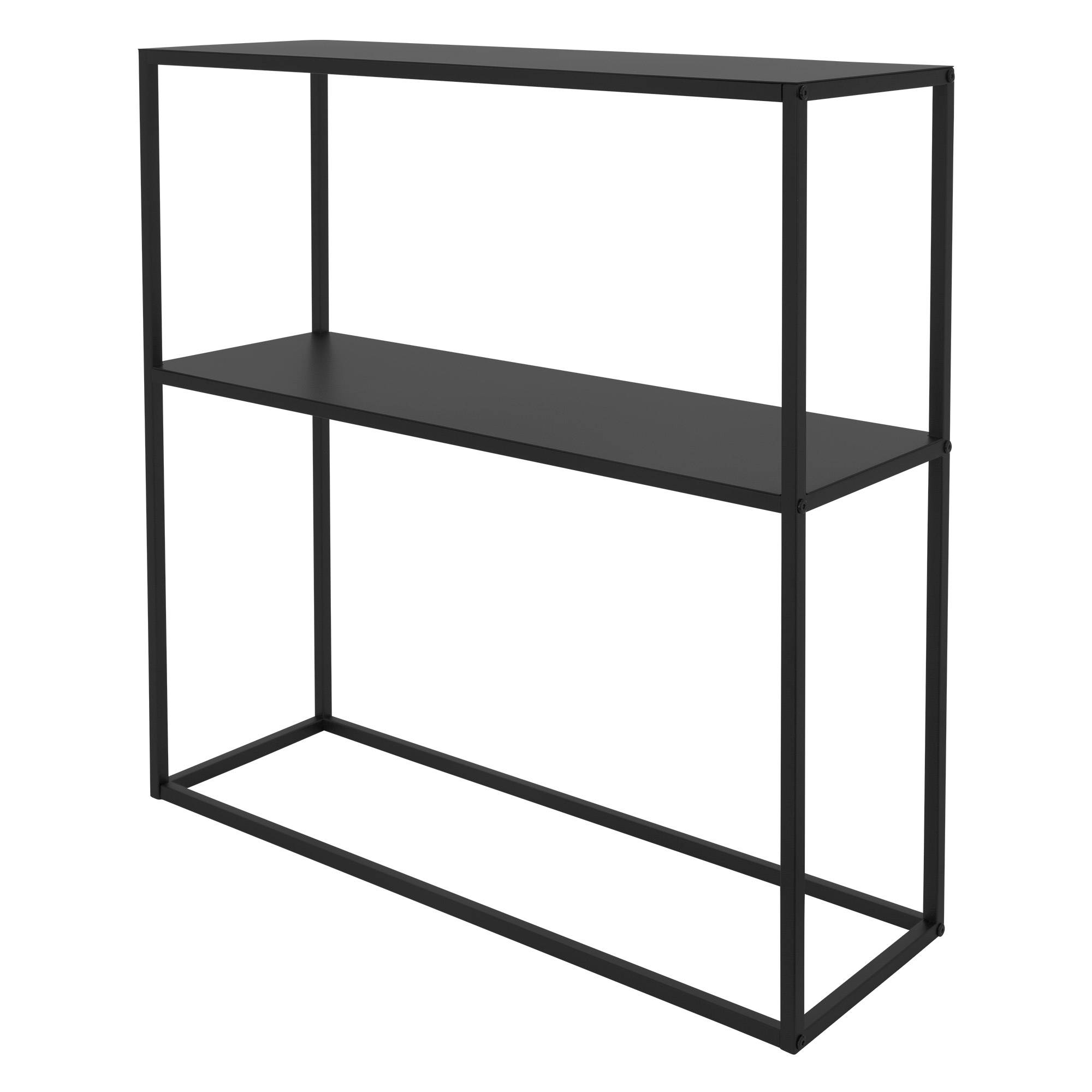 Ml-Design - Étagère à plantes/livres en métal noir porte-plantes avec 2 étagères 80x26x80 cm - Image 1