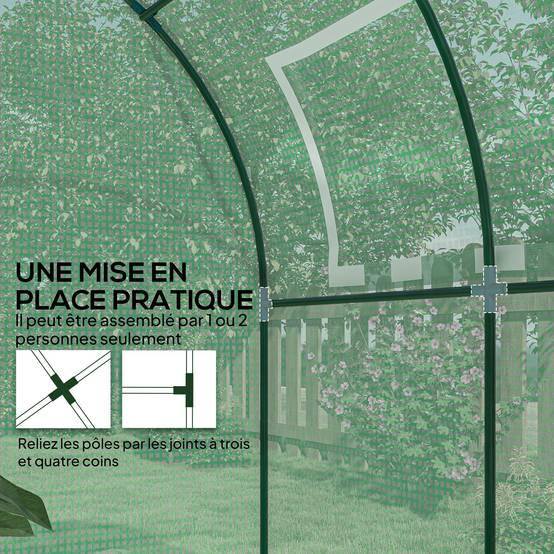 Serre tunnel PE 3,24m² potagers protection intempéries 180x180x200cm Vert - ComfortXL Outdoor Living - Image 9