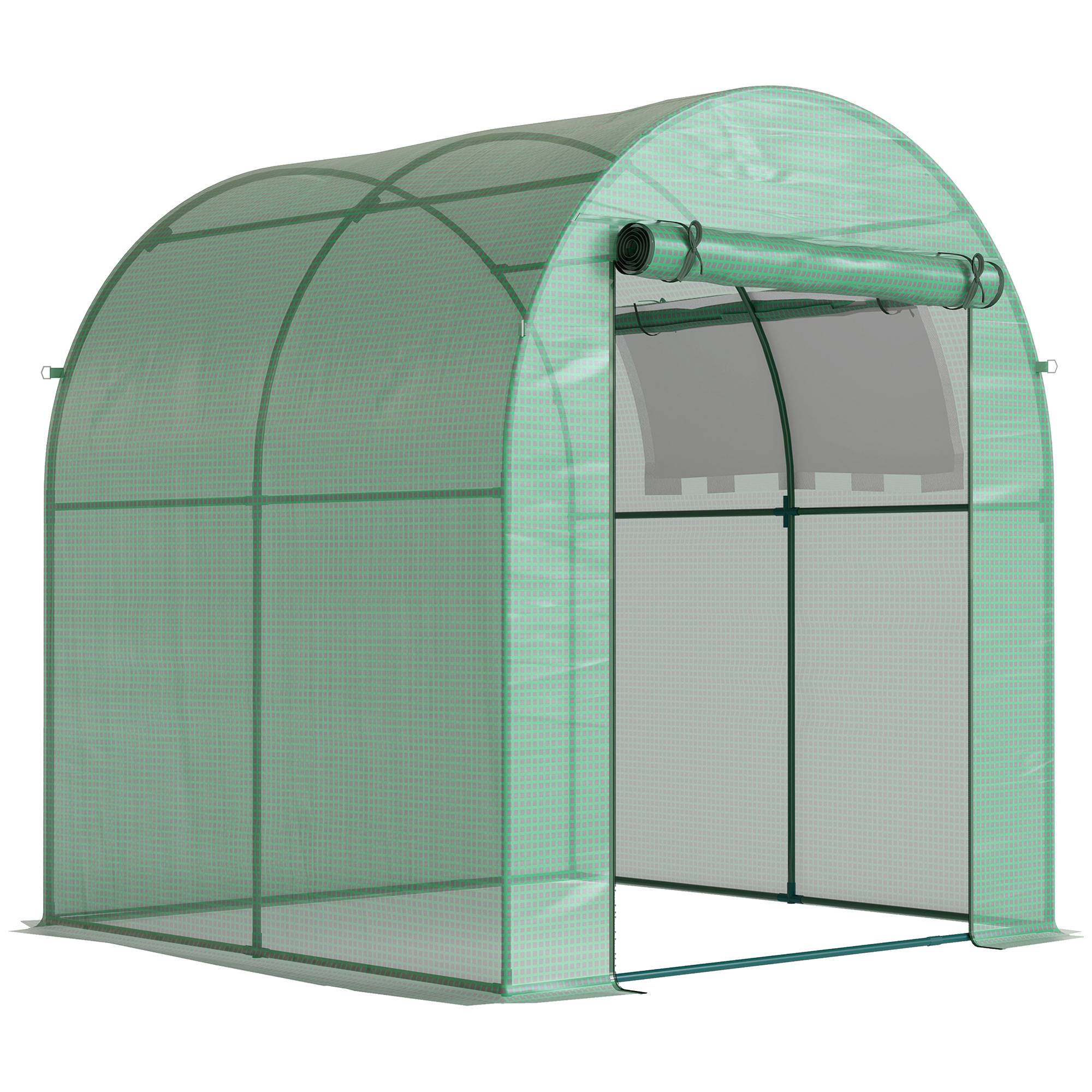 ComfortXL - Serre tunnel de jardin PE 180 x 180 x 200 cm verte porte zippée fenêtre enroulable - ComfortXL Outdoor Living - Image 2