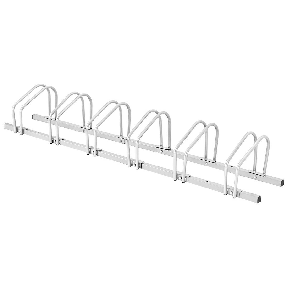 Maison Chic - Râtelier pour 6 Vélo en Acier Revêtu Fixation au Sol ou au Mur pour Extérieur et Intérieur 180 x 32,5 x 26CM Argent - Image 1