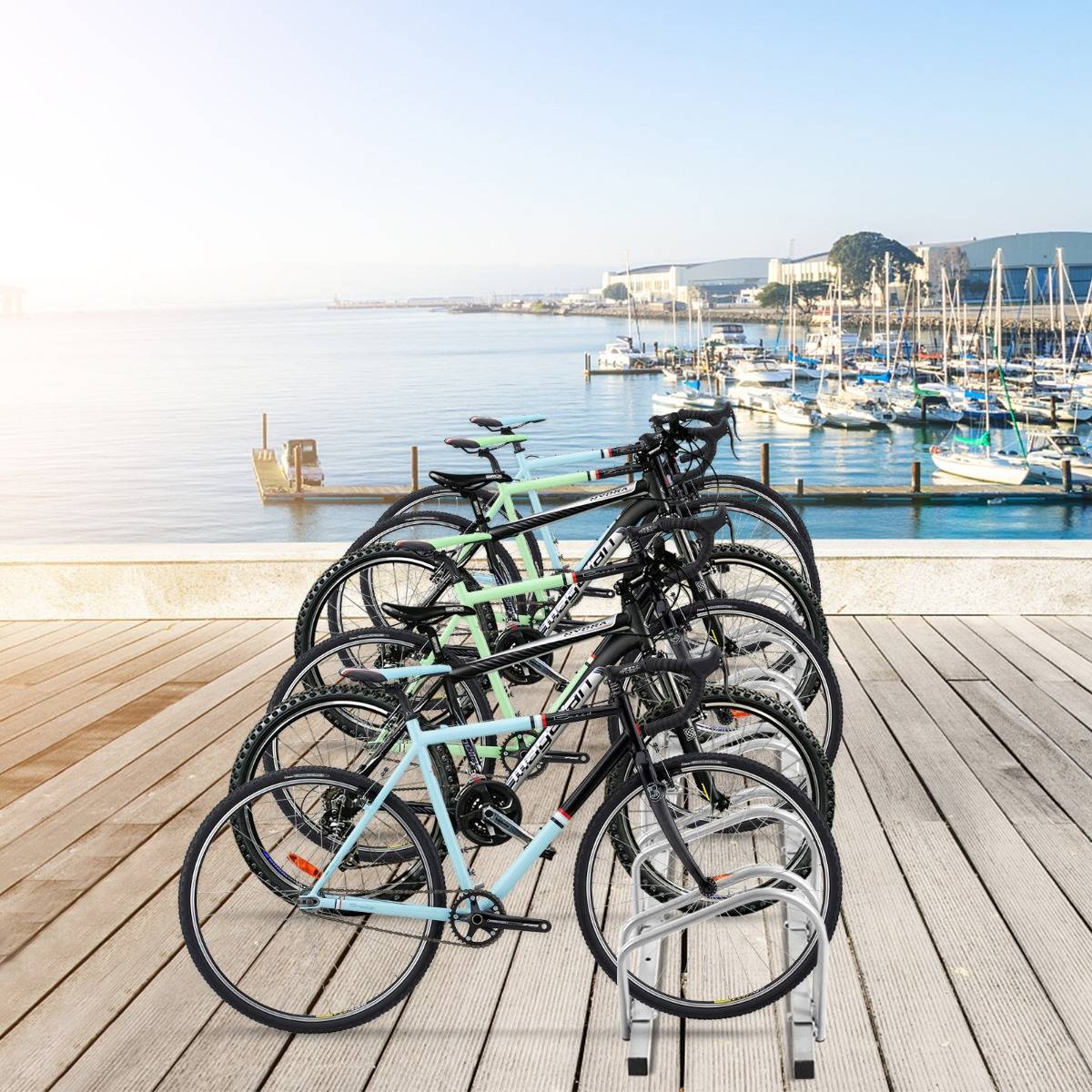 Maison Chic - Râtelier pour 6 Vélo en Acier Revêtu Fixation au Sol ou au Mur pour Extérieur et Intérieur 180 x 32,5 x 26CM Argent - Image 3
