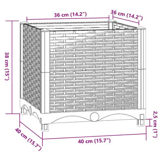 Jardiniere plastique polypropylène gris 40 x 40 x 38 cm - Prolenta premium p322.7 - Gamm vert Jardiniere plastique polypropylène gris 40 x 40 x 38 cm - Prolenta premium p322.7 - Gamm vert