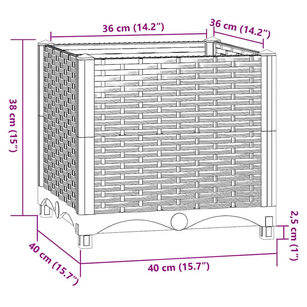 Jardiniere plastique polypropylène gris 40 x 40 x 38 cm - Prolenta premium p322.7 - Gamm vert