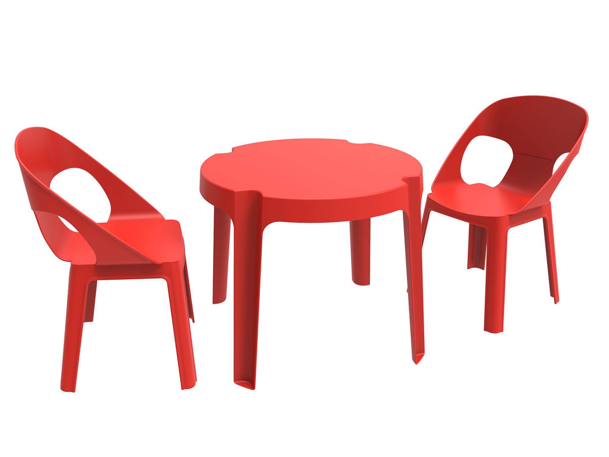 Set 2+1 chaises-table pour enfants intérieur, extérieur rouge RITA garbar - Image 1