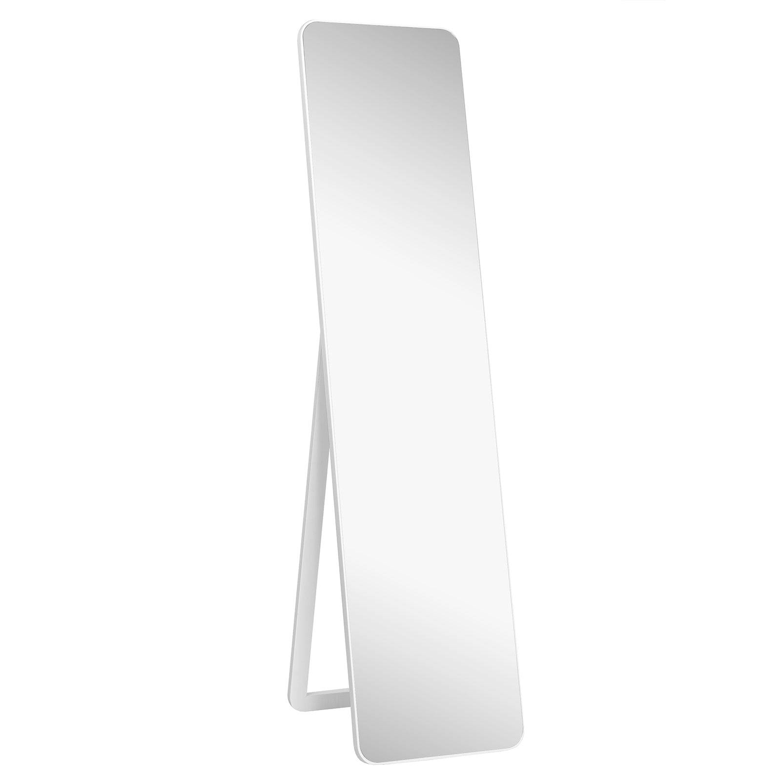 Miroir pleine longueur debout 160 x 37 cm avec sécurité antidéflagrante design moderne en bois massif blanc