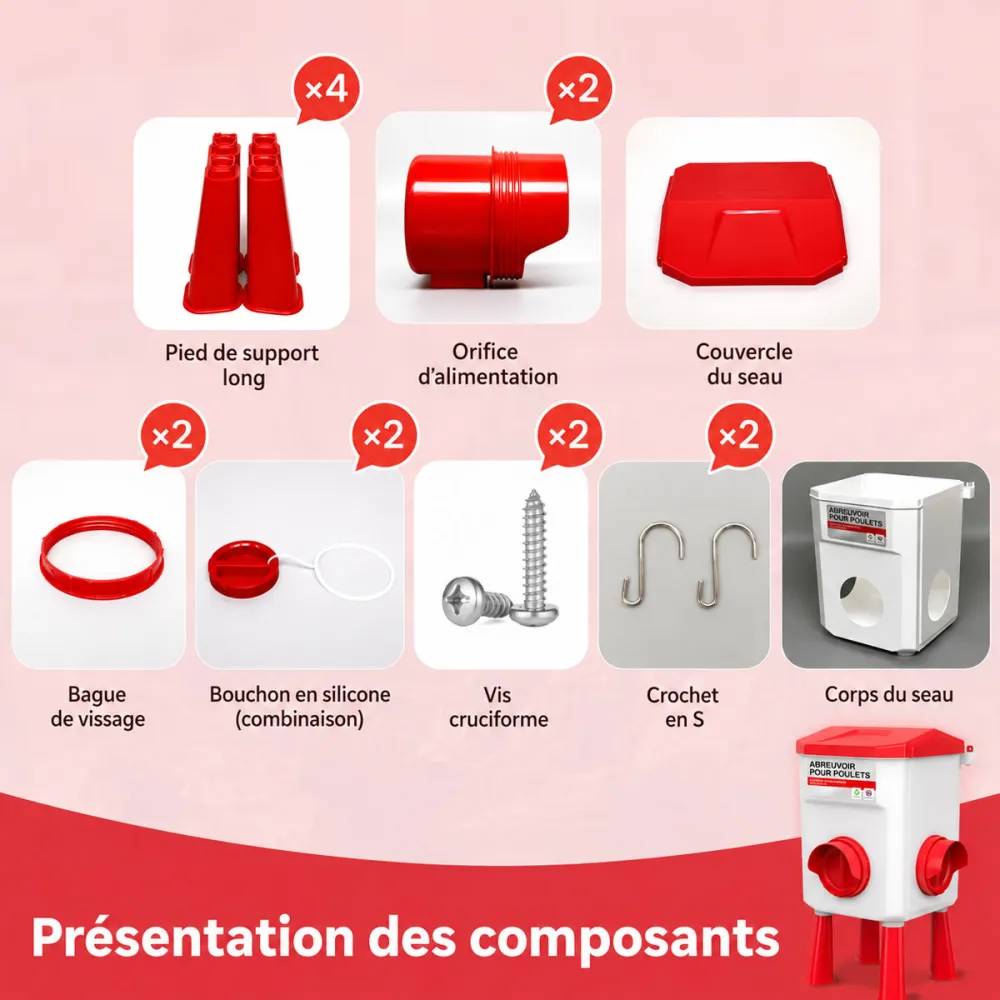 Kit mangeoire 12 kg + abreuvoir 11 L pour poule anti gaspi - Image 10