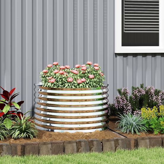 Carré potager modulaire acier galvanisé jardin 160x80x56cm gris - ComfortXL Outdoor Living - Image 10