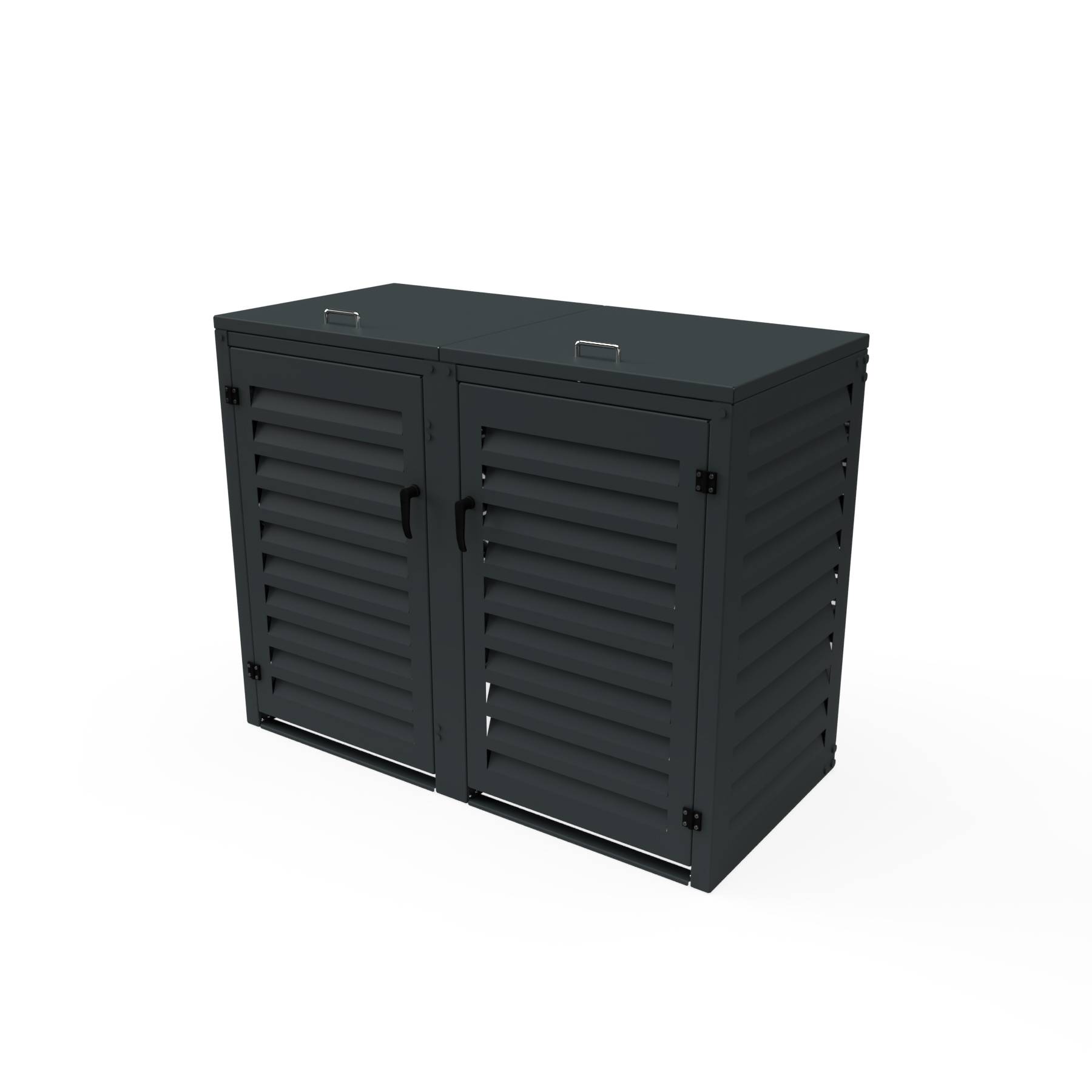 Cache-poubelle extérieur 2x360L en aluminium thermolaqué gris anthracite – Atole - Image 1