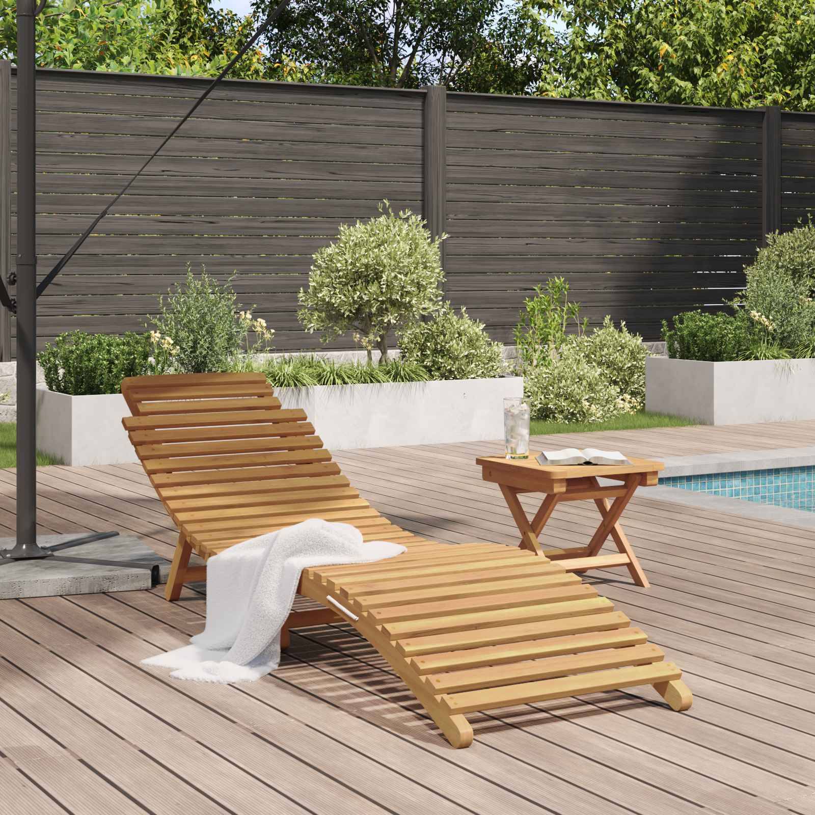 PANGIVO - Transat Bois de teck massif Marron 198 x 55 x 58,5 cm, Poids :16.42kg - PANGIVO - Image 3