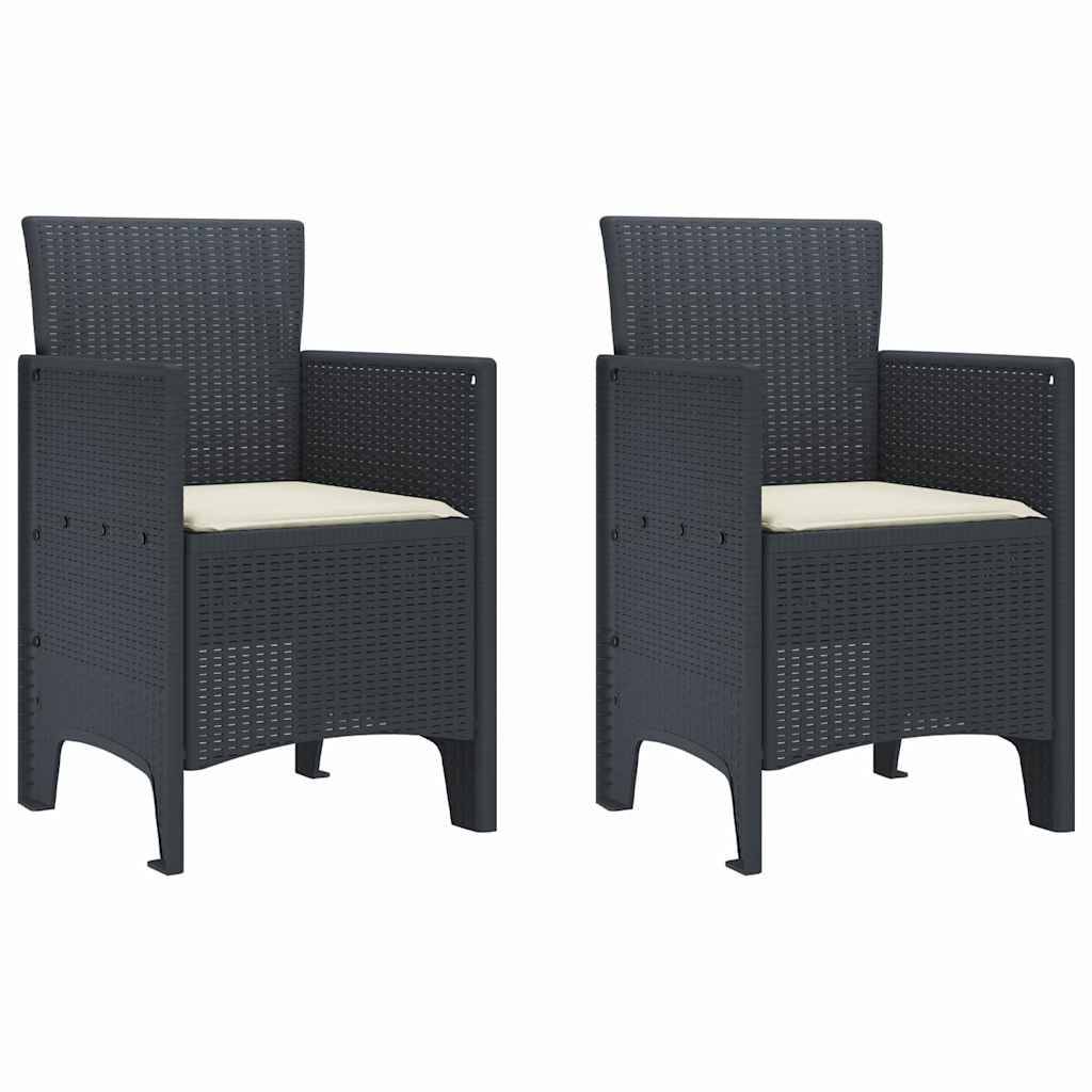 Maison Chic - Lot De 2 Chaises De Jardin - Fauteuils De Jardin Anthracite 53 x 49 x 85 cm PP - Image 1