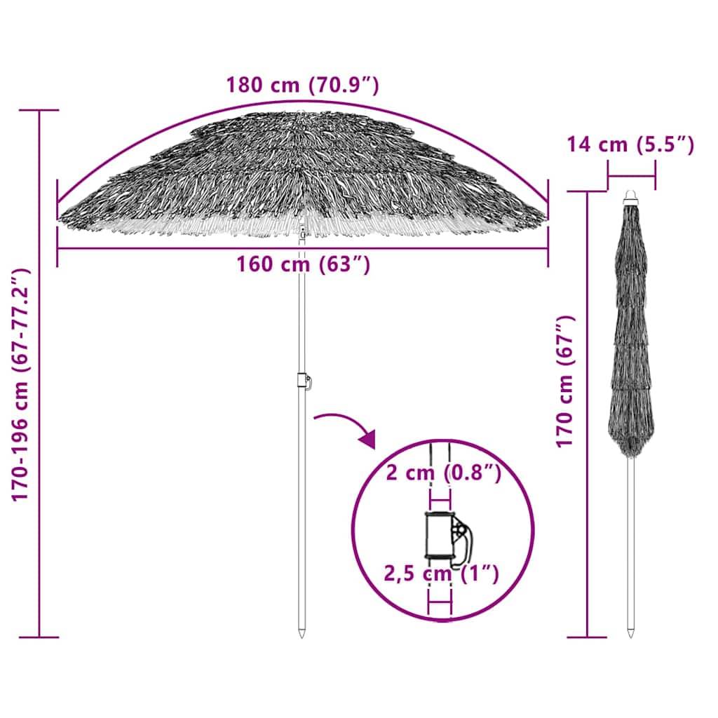 Parasol de jardin naturel polypropylène polyester 160 x 160 x 196 cm - PANGIVO - Image 7