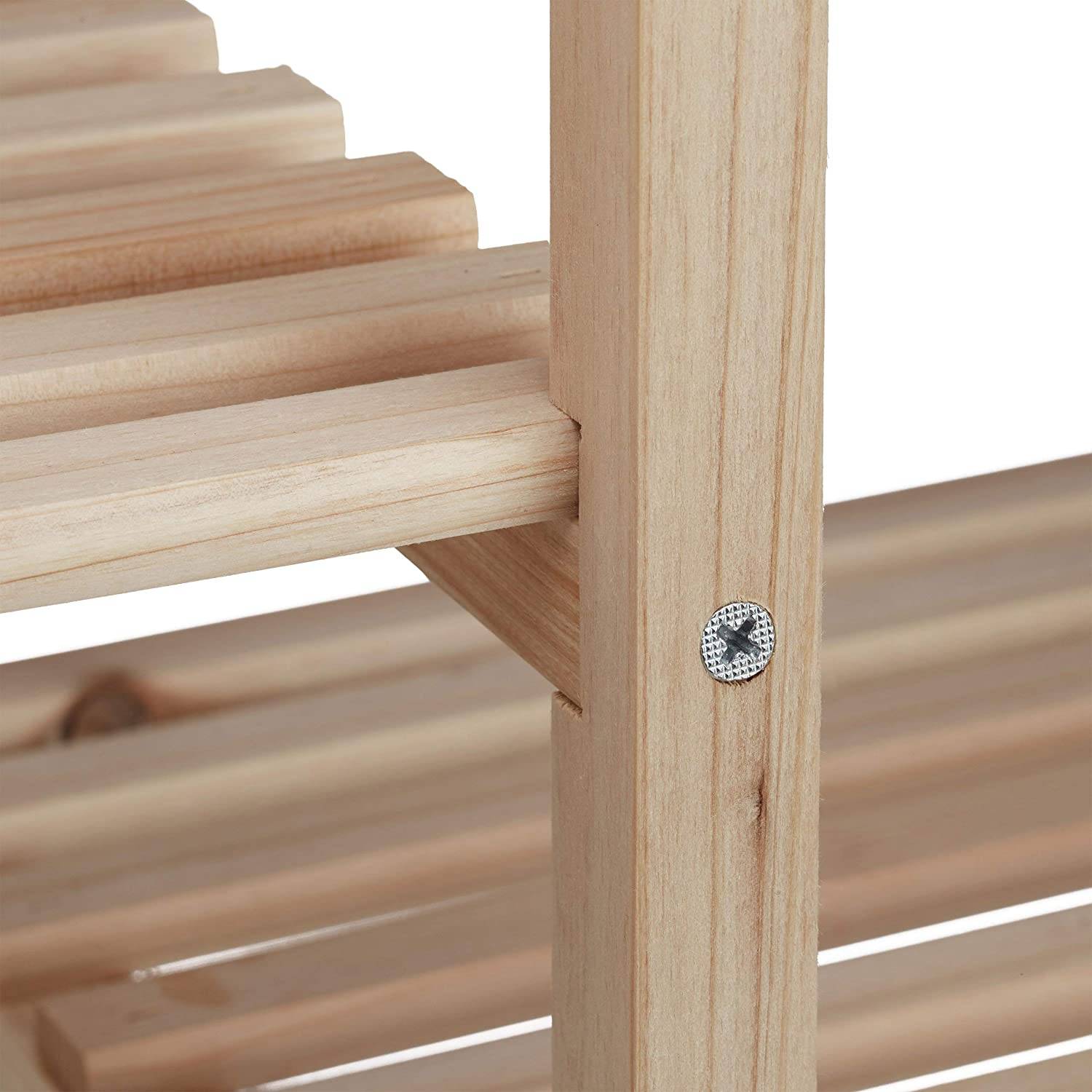 Étagère pour plantes en bois support pot de fleurs en escalier décoration nature - Image 2