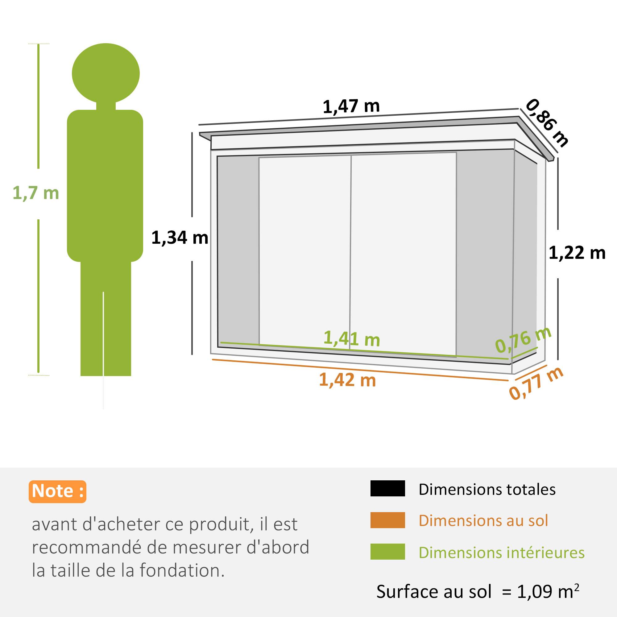 Abri de jardin en acier pour extérieur rangement outils sécurisé 147x86x134cm noir - ComfortXL Outdoor Living - Image 5