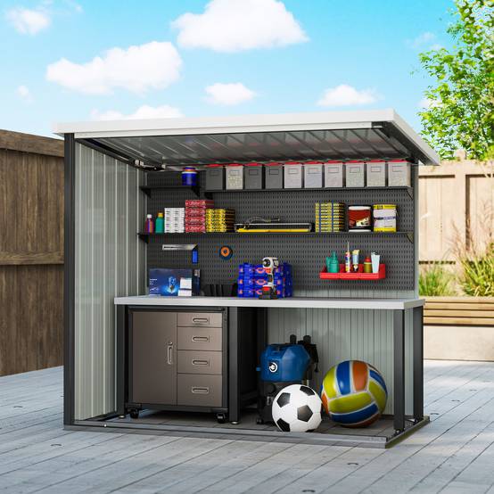 Abri de jardin en acier pour extérieur rangement outils sécurisé 147x86x134cm noir - ComfortXL Outdoor Living - Image 9