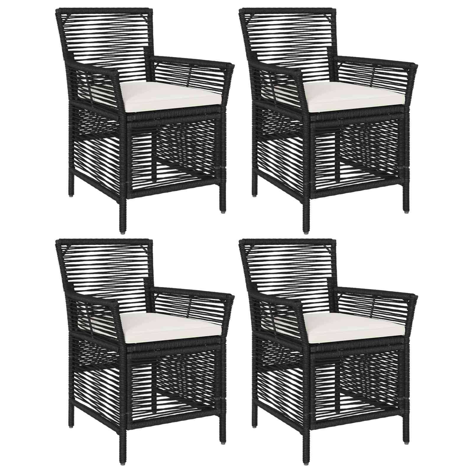 Lot de 4 chaises de jardin polyrotin noir et crème 61 x 58 x 83 cm - PANGIVO - Image 2