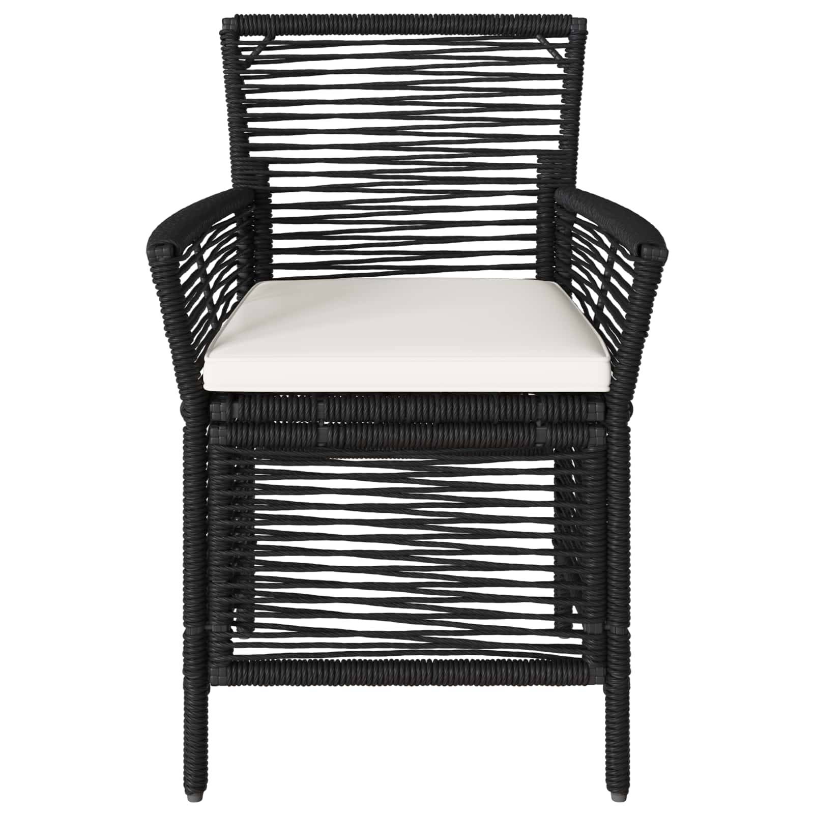 Lot de 4 chaises de jardin polyrotin noir et crème 61 x 58 x 83 cm - PANGIVO - Image 5
