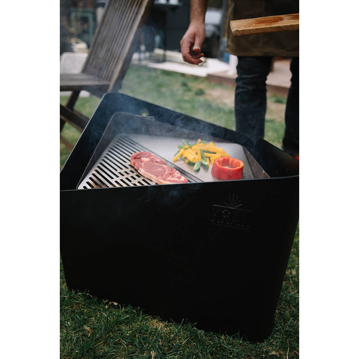 Brasero à bois + grille 79x69cm LEVANT + GRILLE NOIR Krak - Image 4