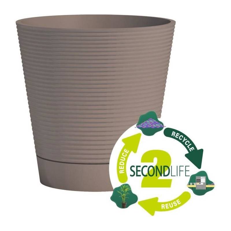 Garden ID - Pot Réserve D'eau - Garden Id - Green Care Sense Taupe 40 Cm - Garanti 10ans - 100% Recyclé - Image 2