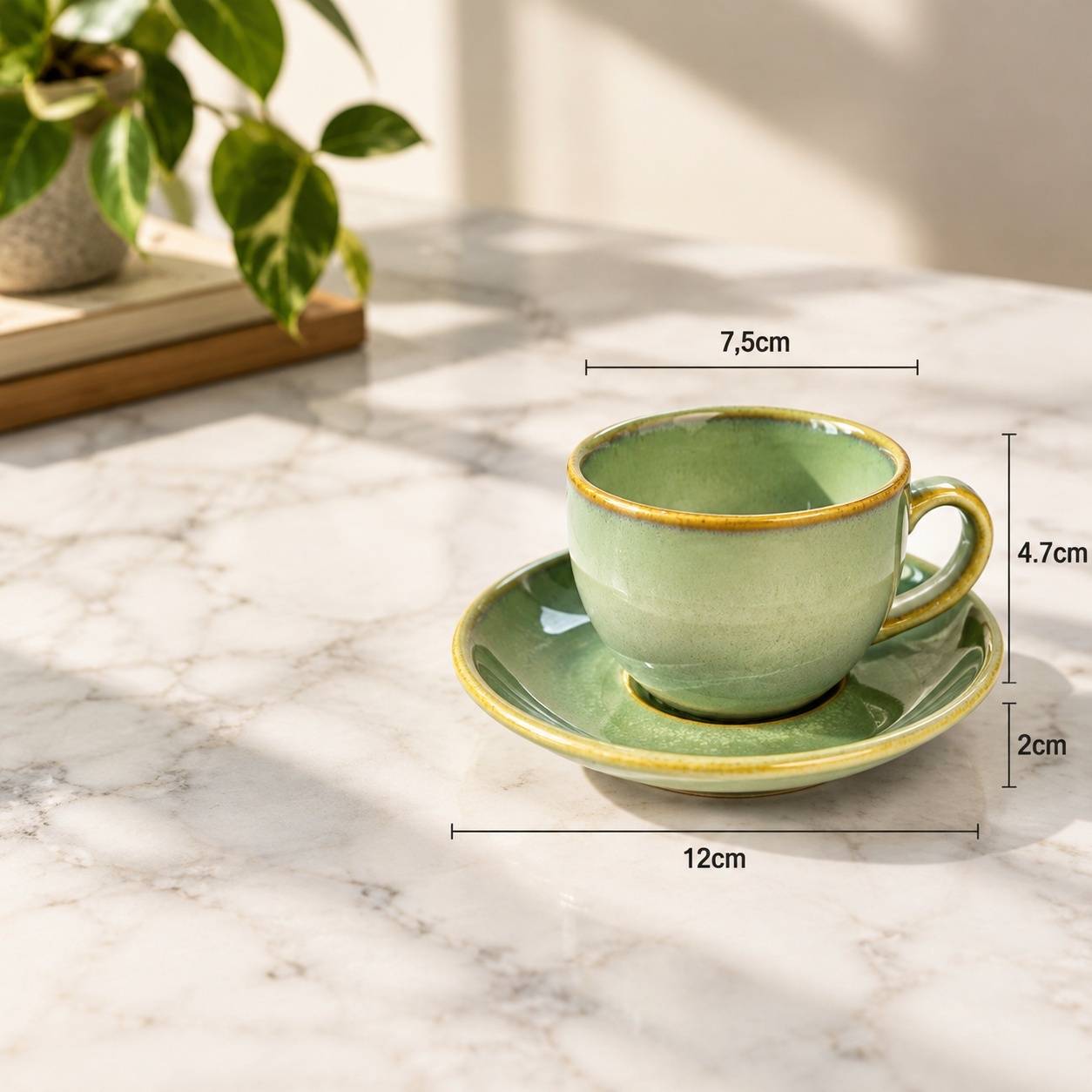Tasses à Espresso avec Sous-tasses Multicolore Artisanales Lot de 4 Porcelaine - Image 4