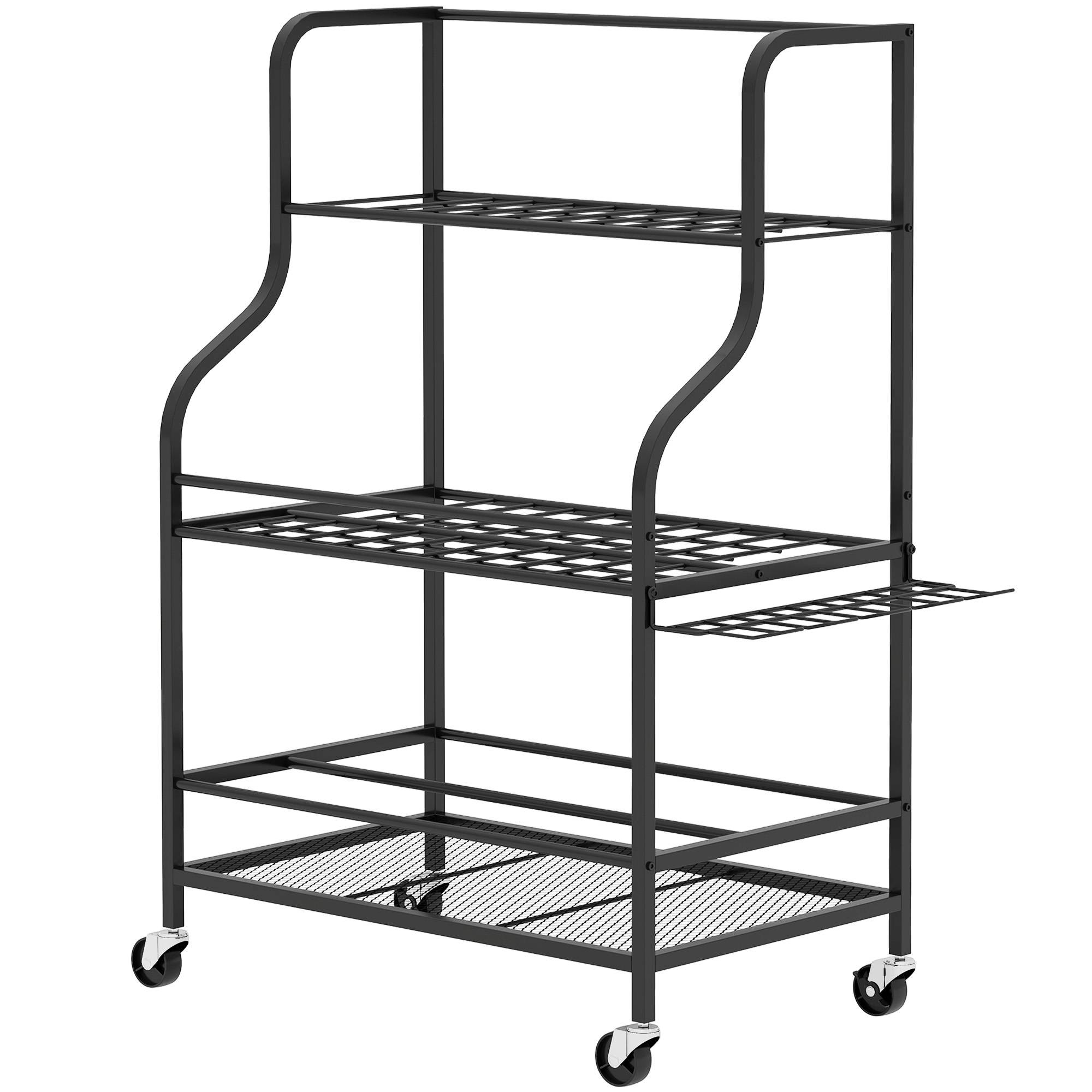 ComfortXL - Porte-outils de jardin acier noir 77 x 40 x 97 cm garage sur roulettes 54 emplacements - ComfortXL Outdoor Living - Image 1