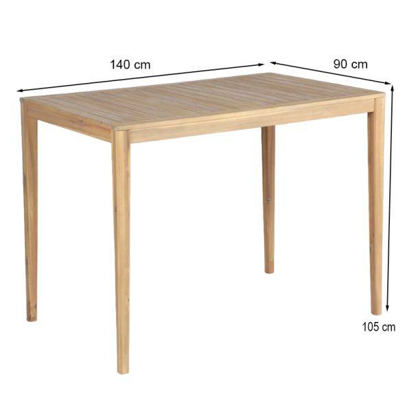 Beau Rivage - Table haute KUTA 140x90x105 cm en bois d'acacia FSC blanchi Beau Rivage - Image 3