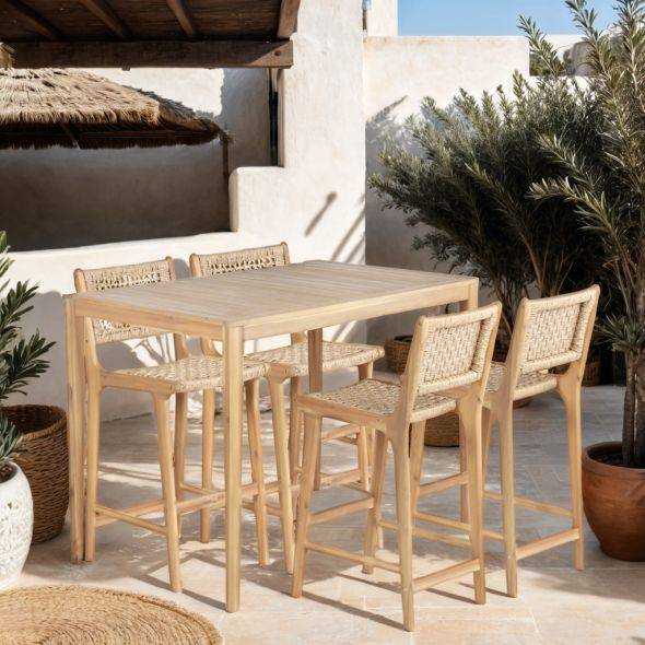 Beau Rivage - Table haute KUTA 140x90x105 cm en bois d'acacia FSC blanchi Beau Rivage - Image 2
