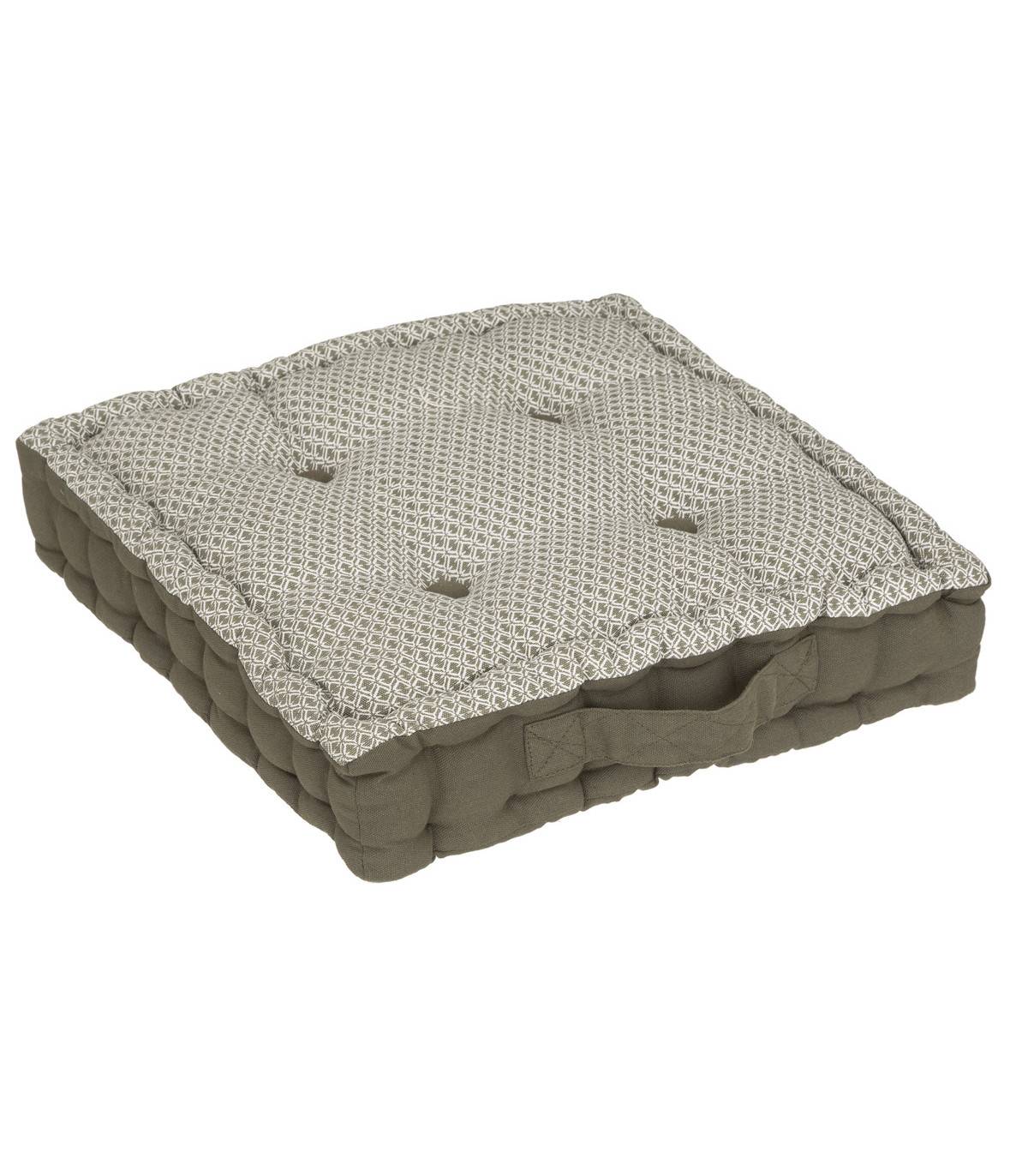 Coussin de sol en Coton Vert Kaki motif Otto 40 x 40 cm - Image 1