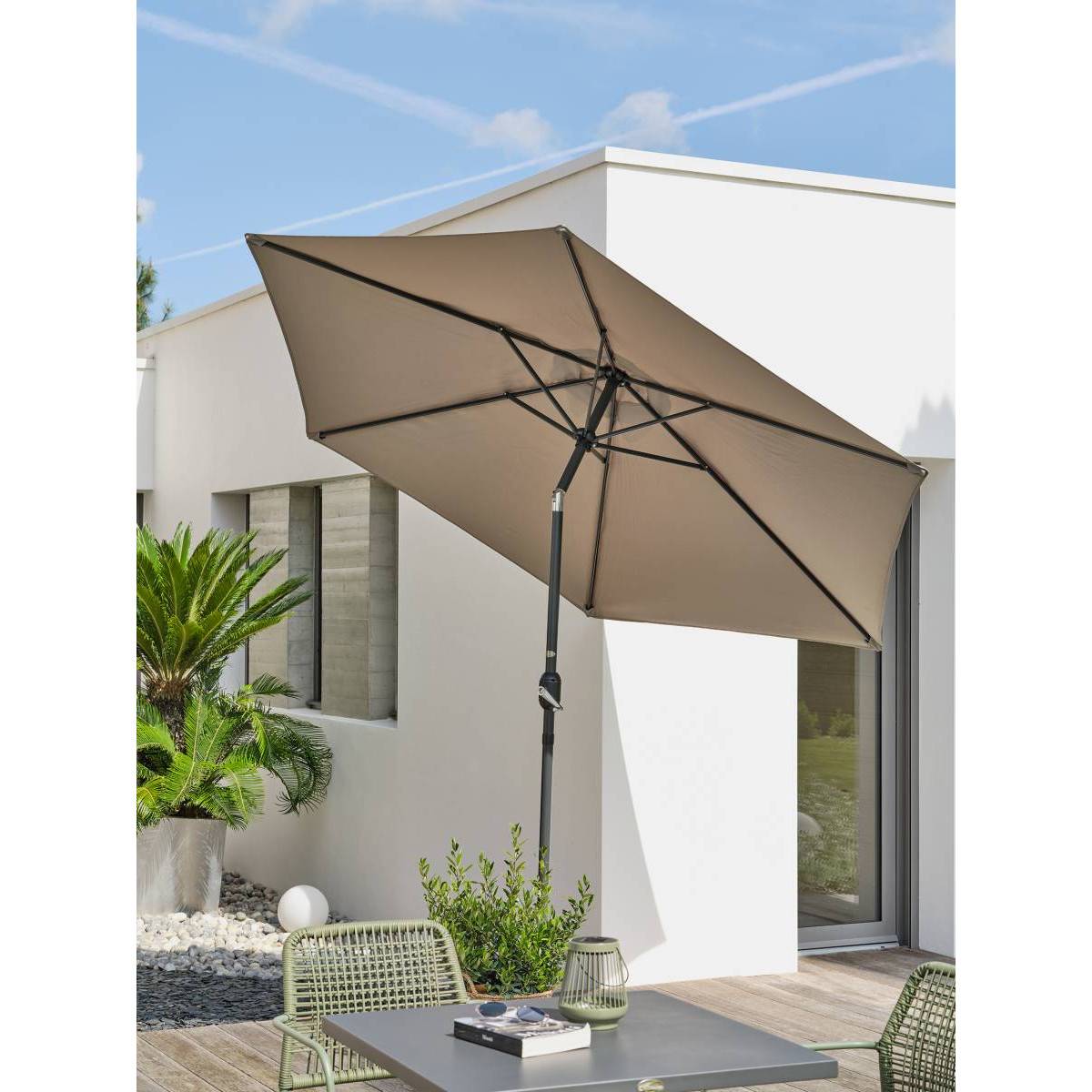 Dcb Garden - Parasol Inclinable à Manivelle "Marbella" 270cm Kaki - Image 4