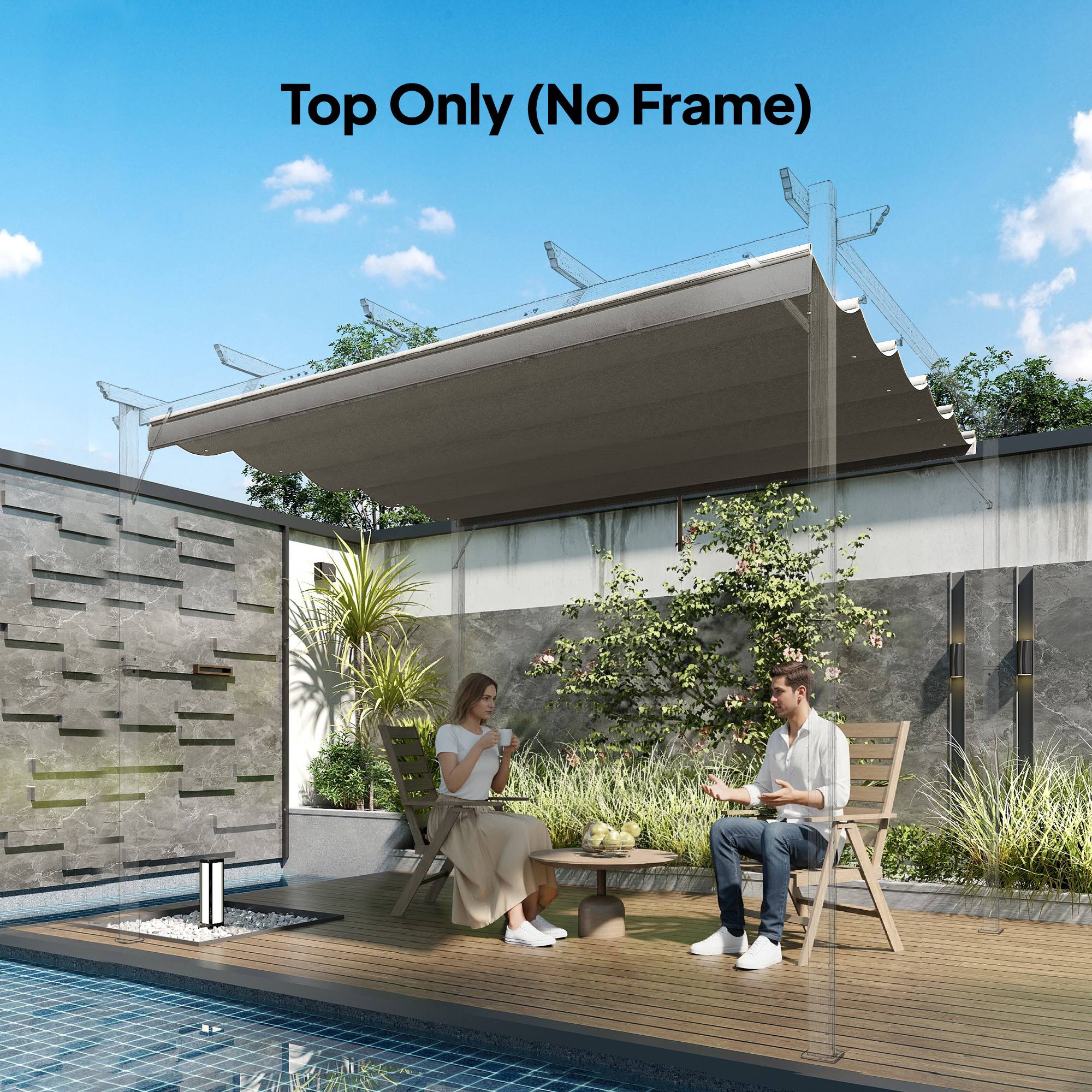 Outsunny - Toile de toit pergola tonnelle rétractable 3x3m toile gris clair - Outsunny - Image 2