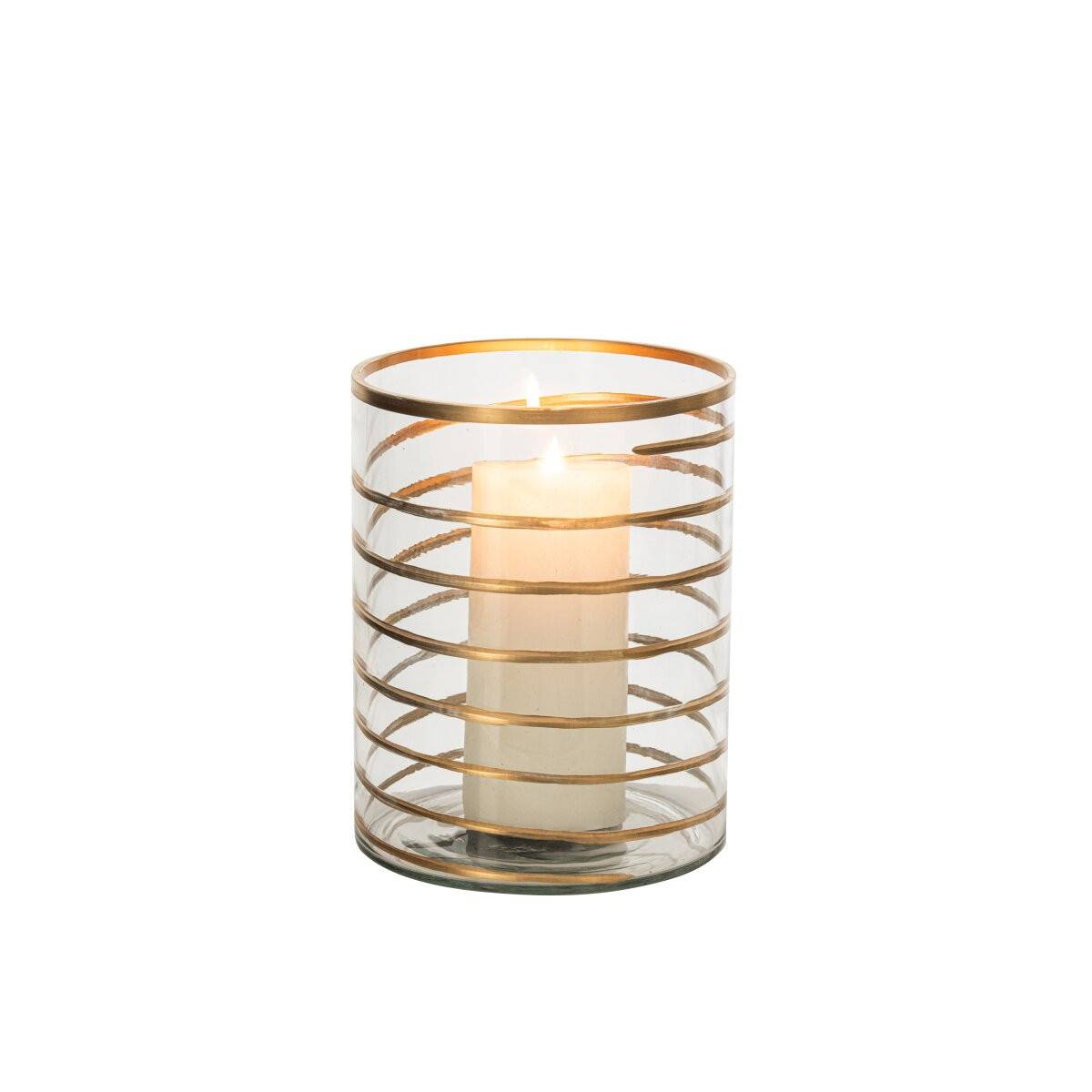 J-Line - Photophore Design en Verre "Daria" 20cm Transparent - Image 2