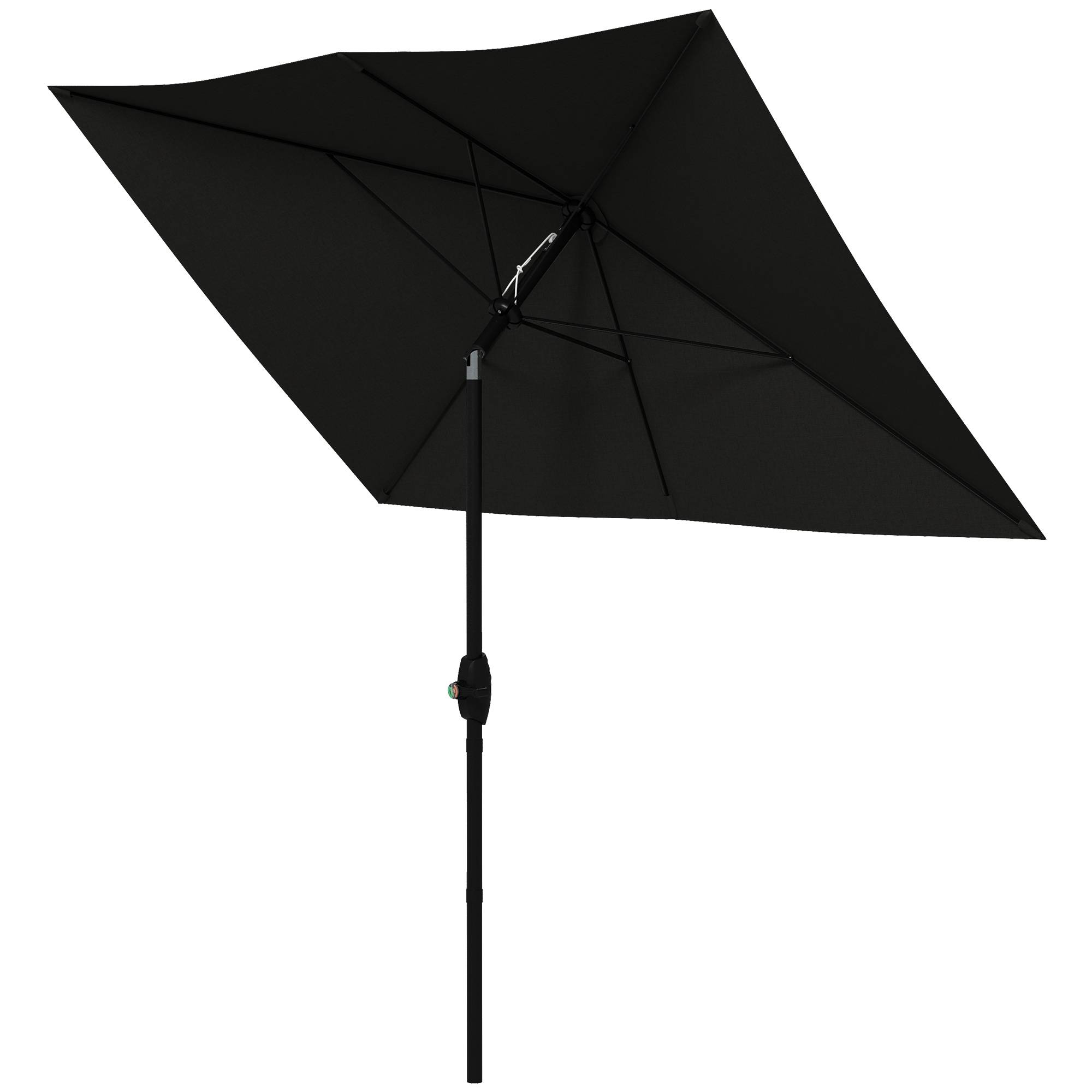 Outsunny - Parasol jardin rectangulaire inclinable 2x3m avec manivelle toile polyester haute densité 180g/m² imperméabilisé noir - Outsunny - Image 1