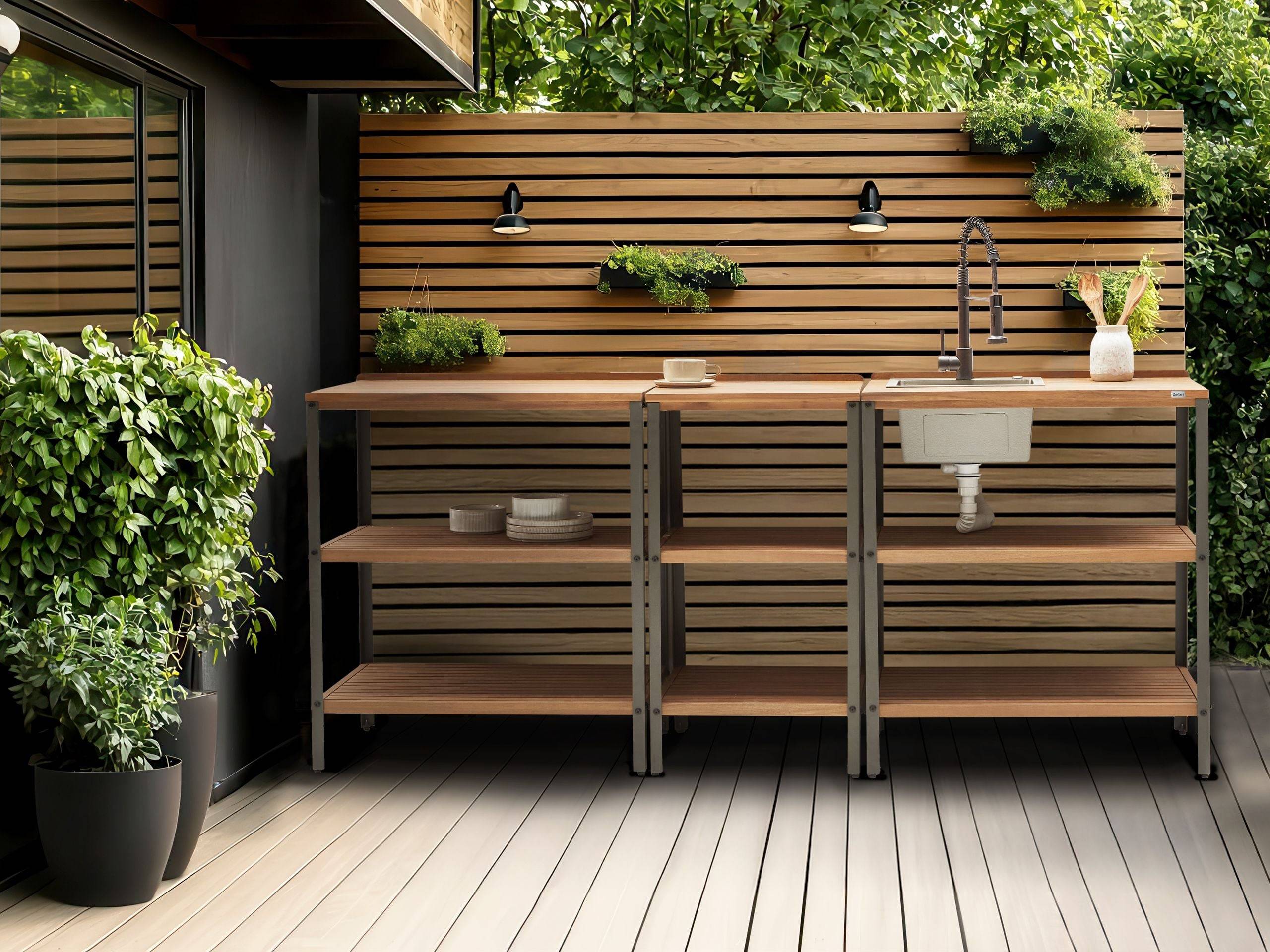 Beliani - Cuisine de jardin Bois d'acacia certifié Marron IVREA - 50x50x92- Beliani - Image 1