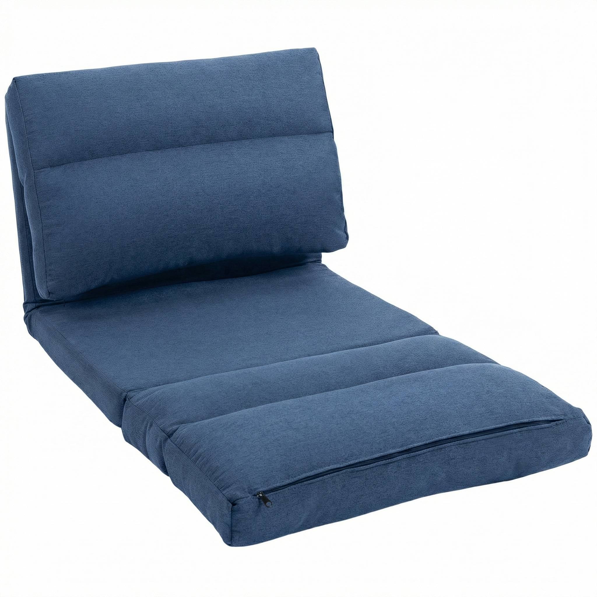 Fauteuil de sol canapé paresseux fauteuil convertible en lit inclinable 90° à 180° tissu - 70 x 72 x 56 cm - bleu foncé - Image 2