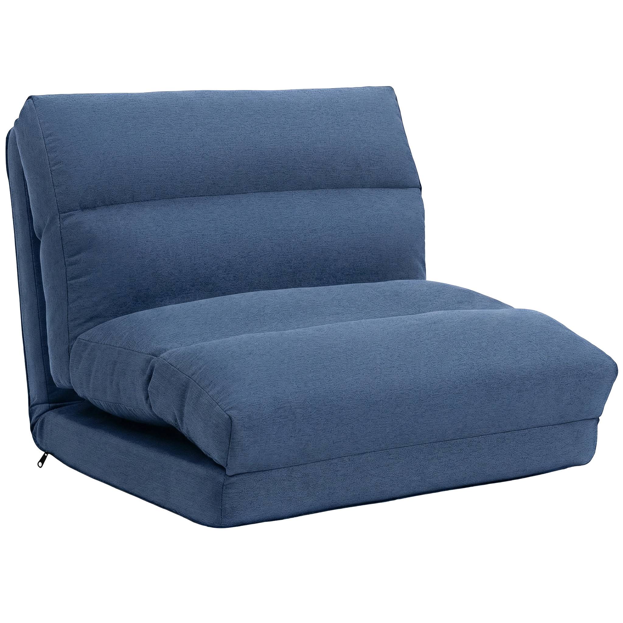 Fauteuil de sol canapé paresseux fauteuil convertible en lit inclinable 90° à 180° tissu - 70 x 72 x 56 cm - bleu foncé - Image 1