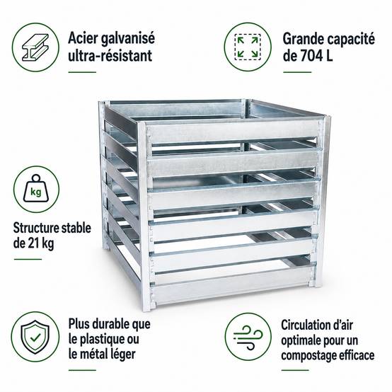 Timbela - Composteur de Jardin 182 x 91 x H85 cm / 1408L - Timbela M800+M800A - Image 7