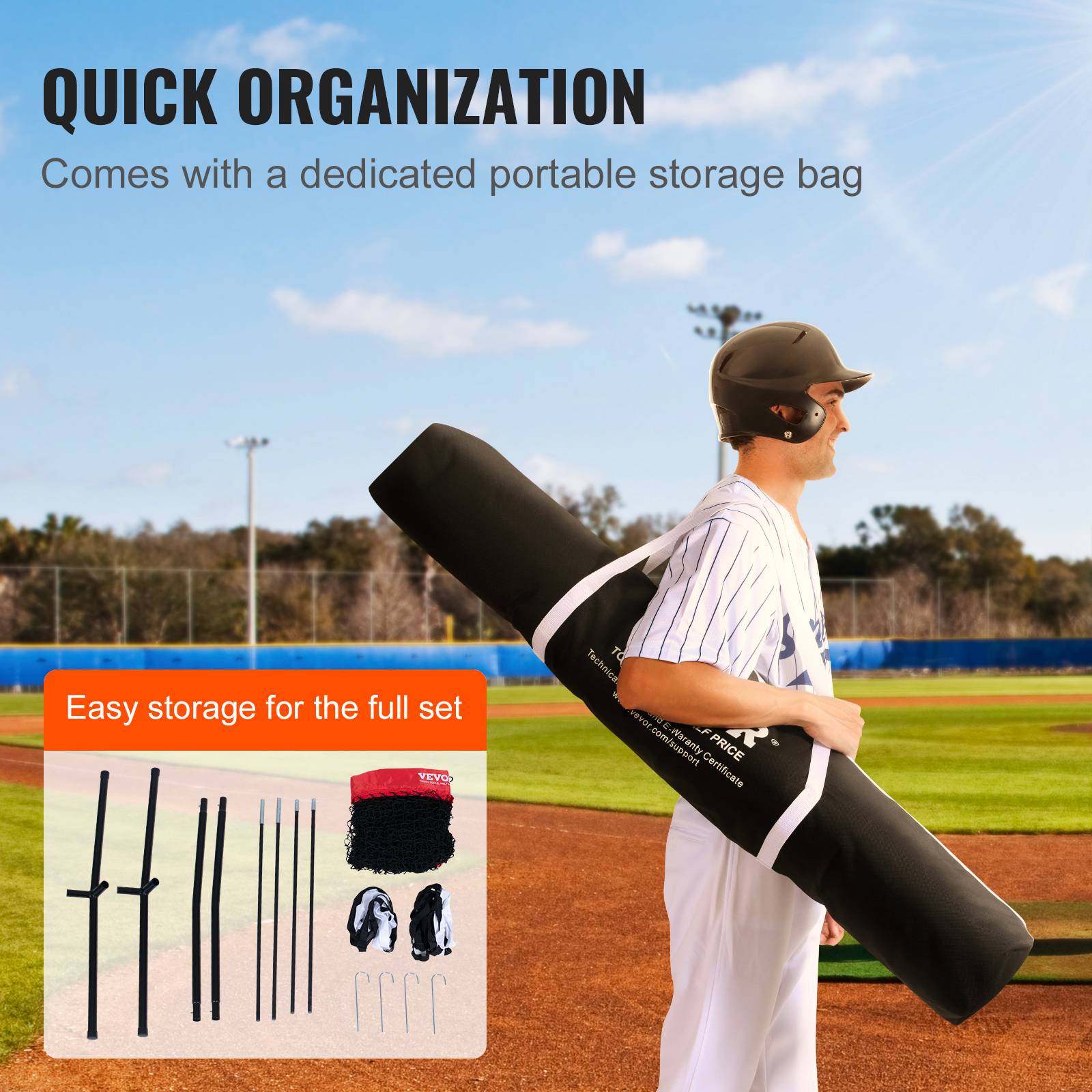 Vevor - VEVOR Filet entraînement baseball 244x211 cm, frapper, attraper, lancer. Cadre arc. - Image 6
