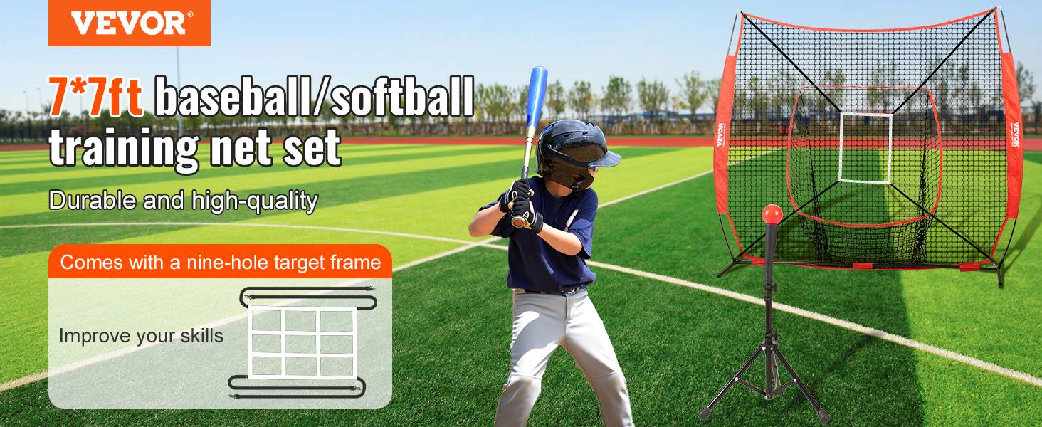 Vevor - VEVOR Filet entraînement baseball 244x211 cm, frapper, attraper, lancer. Cadre arc. - Image 9