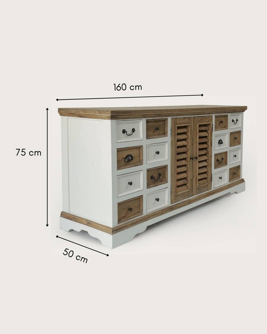 Inda - Grand buffet blanc et naturel en Mindy massif 160 cm - UNIQKA - Image 7