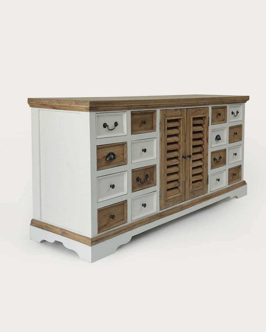 Inda - Grand buffet blanc et naturel en Mindy massif 160 cm - UNIQKA - Image 4