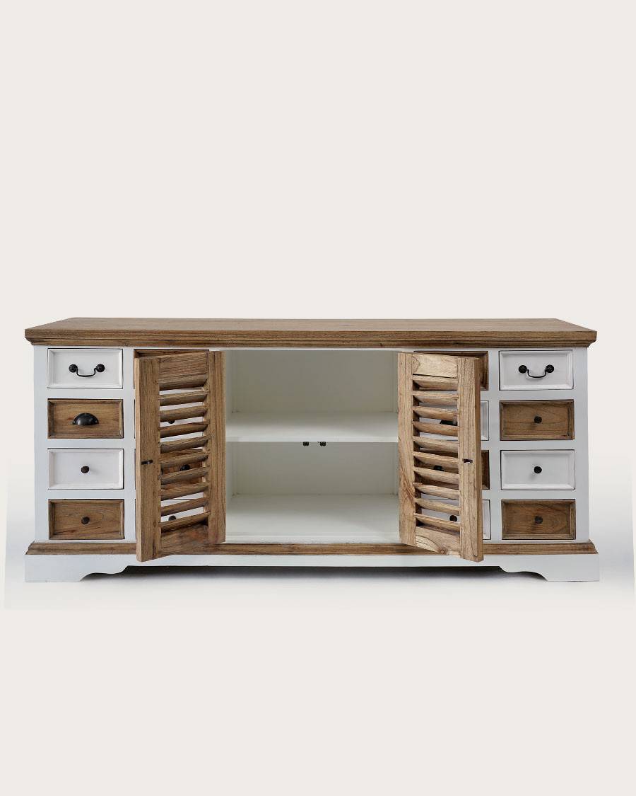 Inda - Grand buffet blanc et naturel en Mindy massif 160 cm - UNIQKA - Image 3