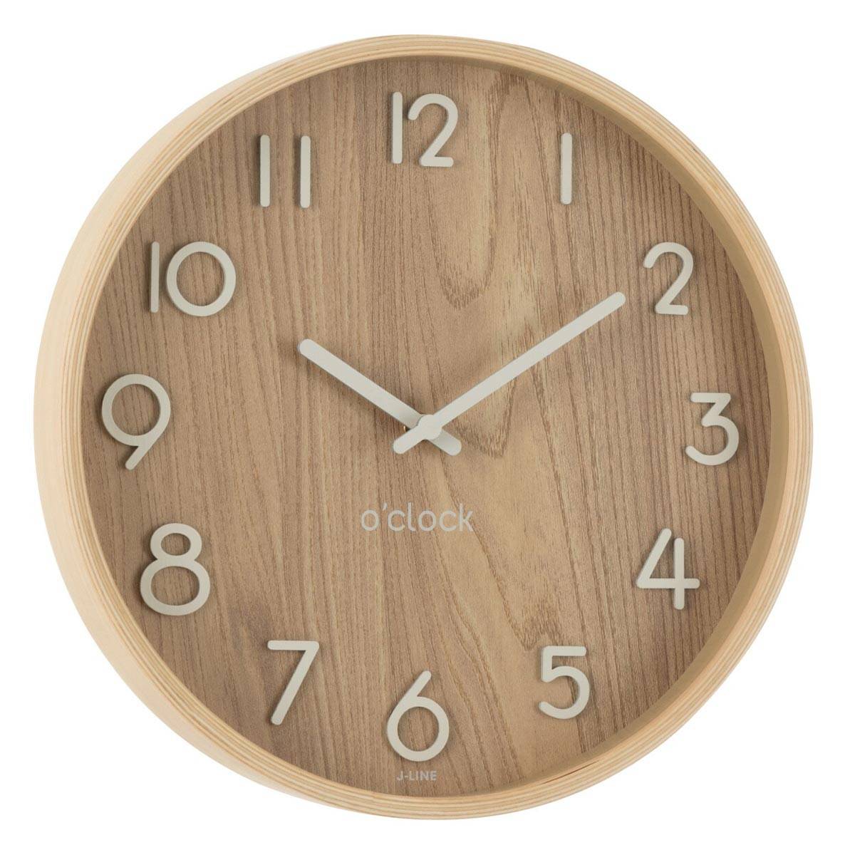 J-Line - Horloge Murale en Bois "Marion" 30cm Naturel - Image 1