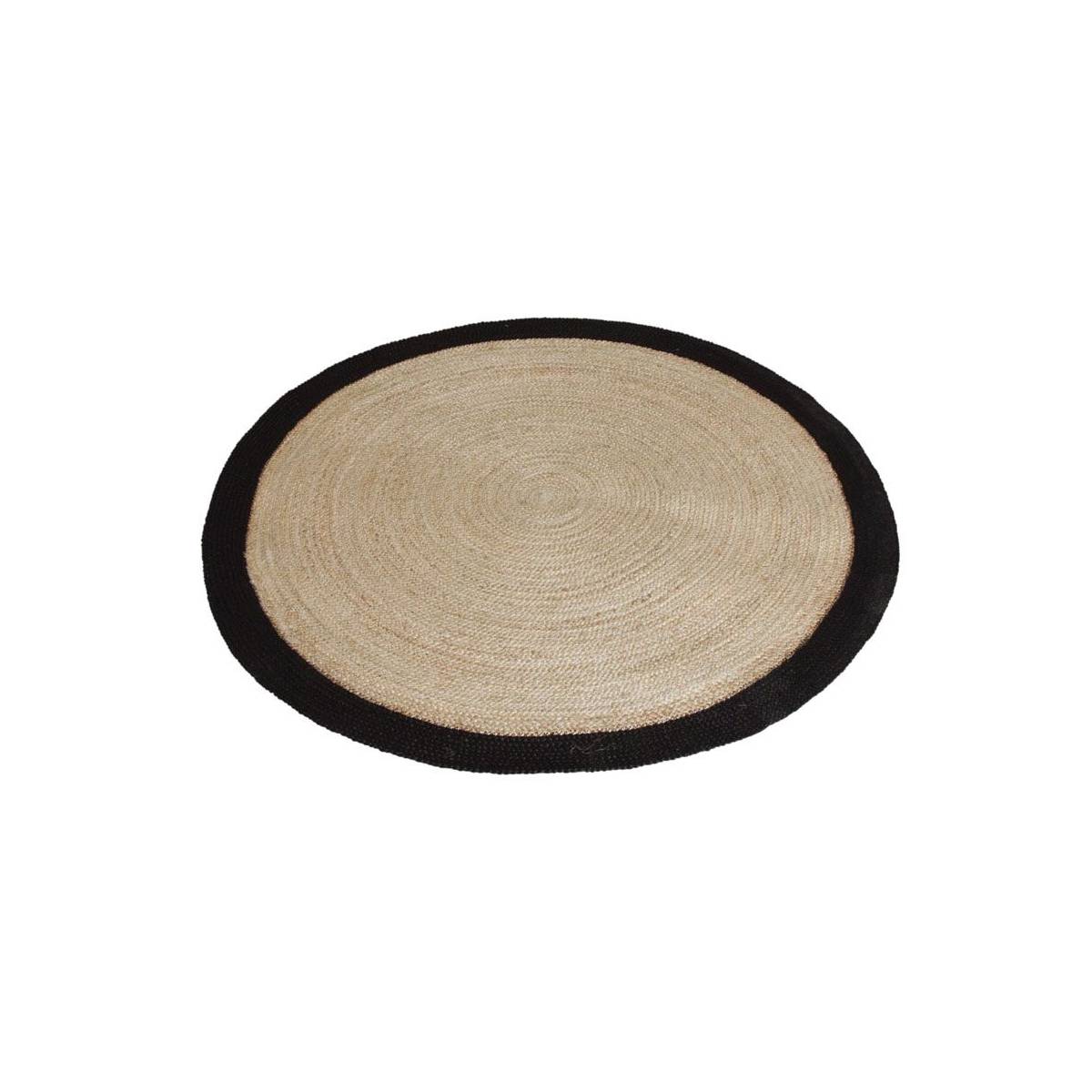 Aubry Gaspard - Tapis rond jute naturelle avec bords noirs Diamètre 150cm - Image 1