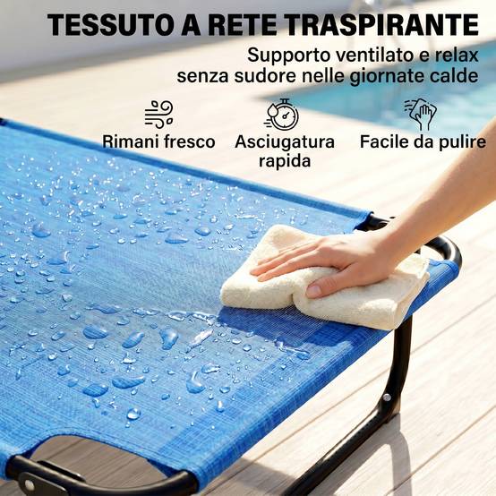 Chaise longue de jardin pliante avec dossier réglable, coussin et ouverture pour le visage, bleu foncé - Image 8