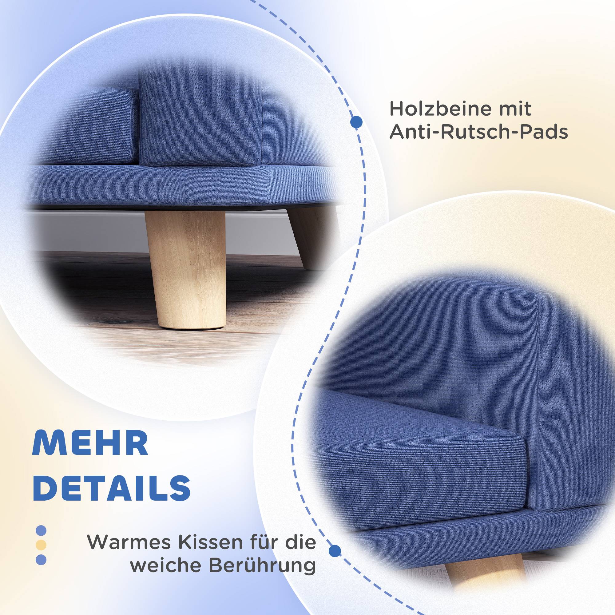 ComfortXL - Canapé pour chien en bois et polyester bleu 98 x 67 x 25 cm grands chiens couchage surélevé confortable - Image 6