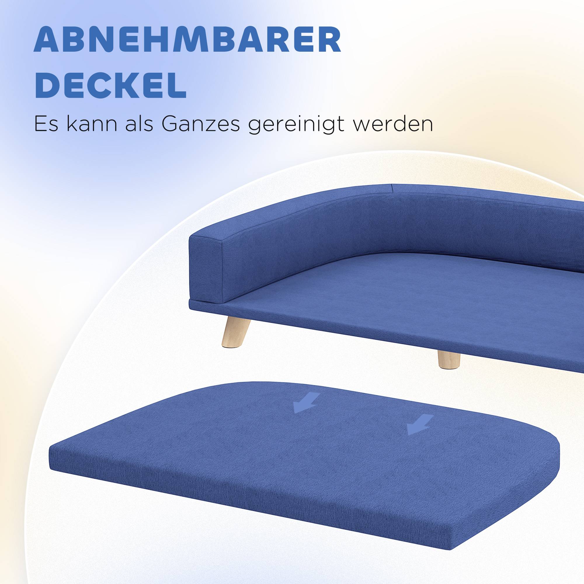 ComfortXL - Canapé pour chien en bois et polyester bleu 98 x 67 x 25 cm grands chiens couchage surélevé confortable - Image 5
