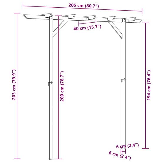 Vidaxl - Pergola de jardin 205 x 40 x 203 cm Bois vidaXL 41663 - Image 3