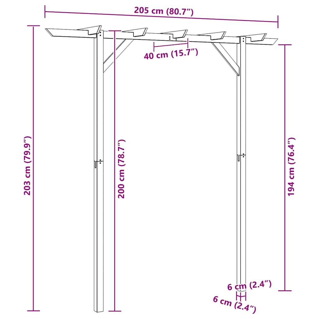 Vidaxl - Pergola de jardin 205 x 40 x 203 cm Bois vidaXL 41663 - Image 3
