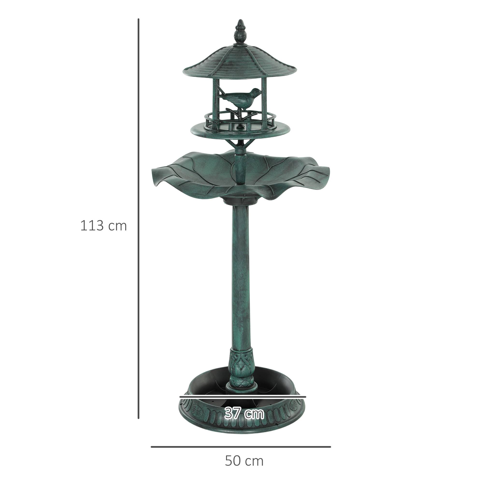 Maison Chic - Bain d'oiseaux abreuvoir pour oiseaux jardinière 3 en 1 Ø 50 x 113 cm polypropylène vert-de-gris - Image 5