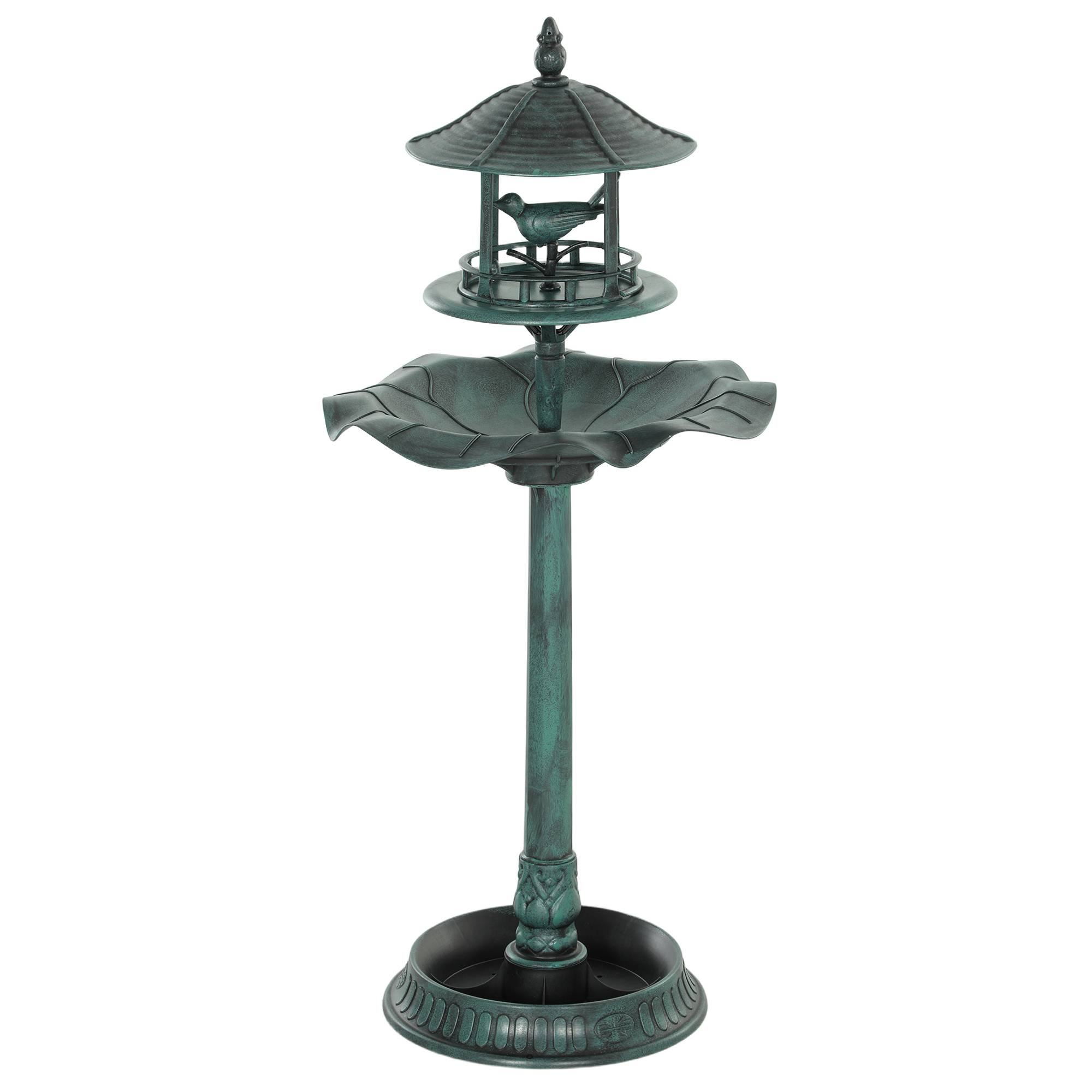 Maison Chic - Bain d'oiseaux abreuvoir pour oiseaux jardinière 3 en 1 Ø 50 x 113 cm polypropylène vert-de-gris